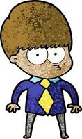 menino nervoso dos desenhos animados, vestindo camisa e gravata vetor