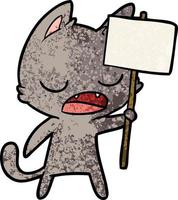 desenho de gato falante com cartaz vetor