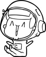 feliz astronauta de desenho animado sentado vetor