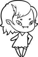 garota vampira legal dos desenhos animados vetor