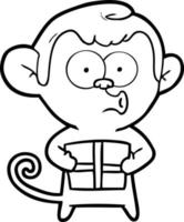 macaco de natal dos desenhos animados vetor