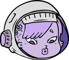 rosto de astronauta de desenho animado vetor