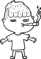 homem de desenho animado fumando vetor