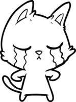 gato de desenho animado chorando vetor