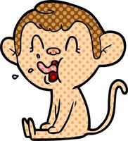 macaco de desenho animado louco sentado vetor