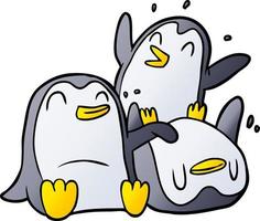 pinguins felizes dos desenhos animados vetor