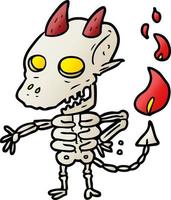 demônio esqueleto assustador dos desenhos animados vetor