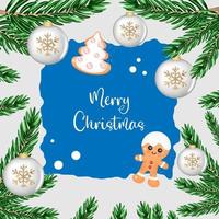 bolas de árvore de natal, cozimento, banner 3d de biscoitos, ilustração vetorial vetor