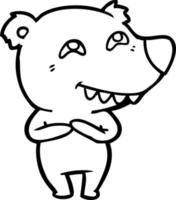 urso de desenho animado mostrando os dentes vetor