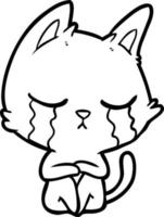 gato de desenho animado chorando sentado vetor