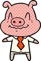 chefe de porco dos desenhos animados nervoso vetor