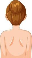 costas de mulher com cabelo coque vetor