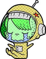 garota astronauta chorando de desenho animado vetor
