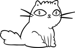 desenho de linha de um gato olhando diretamente para você vetor