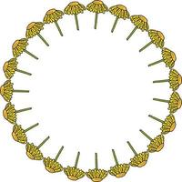 moldura redonda com flores amarelas impressionantes sobre fundo branco. imagem vetorial. vetor