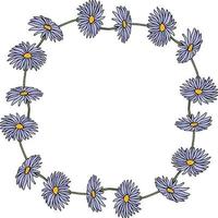 coroa de flores com aster dumosus blaubox sobre fundo branco. imagem vetorial. vetor