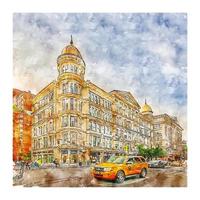 manhattan nova york esboço em aquarela ilustração desenhada à mão vetor