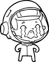 astronauta chorando de desenho animado vetor