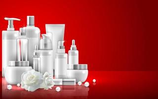 conjunto de embalagens de produtos de beleza natural para cuidados com a pele vetor