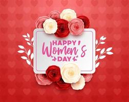 feliz dia internacional da mulher com fundo de flores vetor