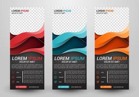 negócios de três banners com fundo abstrato vetor