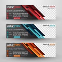 negócios de três banners com fundo abstrato vetor