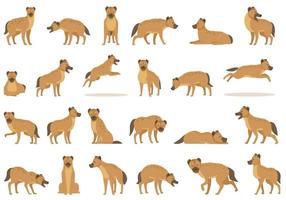 ícones de hiena definir vetor de desenhos animados. animal selvagem