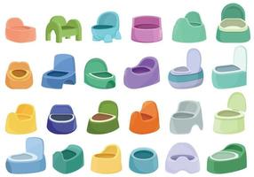 ícones potty para crianças definir vetor dos desenhos animados. banheiro de bebê