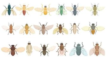 ícones de mosca tsé-tsé definir vetor de desenho animado. doença perigosa