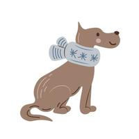 ilustração vetorial engraçada com cachorro no cachecol vetor
