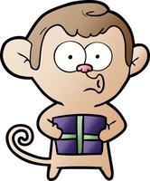 macaco de natal dos desenhos animados vetor