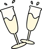 desenho de duas taças de champanhe fazendo um brinde vetor