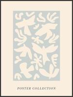 pôsteres florais groovy abstratos pomba da paz. estilo minimalista moderno na moda matisse. design desenhado à mão para papel de parede, decoração de parede, impressão, cartão postal, capa, modelo, banner. vetor