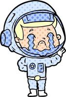 astronauta chorando de desenho animado vetor