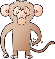 macaco de desenho animado coçando vetor