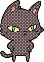 gato de desenho animado com olhos brilhantes vetor
