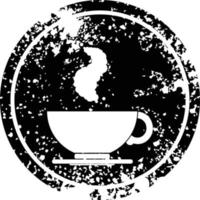 xícara quente de café circular símbolo angustiado vetor