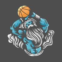 zeus jogando emblema de basquete vetor