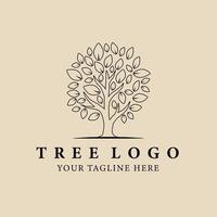 abstrato elegante linha de árvore logotipo ícone vector design. sinal de vetor forrado gracioso