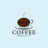 logotipo, ícone e símbolo vintage de café, com design de ilustração vetorial de emblema vetor