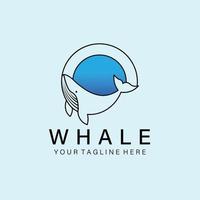 logotipo de arte de linha de baleia, ícone e símbolo, design de ilustração vetorial vetor