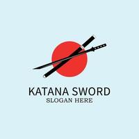 logotipo de arte de linha de espada katana, ícone e símbolo, design de ilustração vetorial vetor