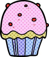 cupcake fofo de desenho animado vetor