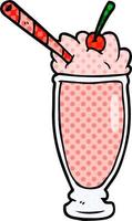 milkshake rosa de desenho animado vetor