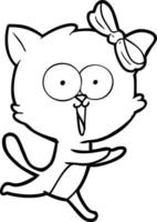 arte de linha de gato de desenho animado vetor