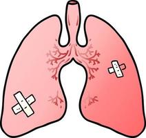 pulmões de desenho animado com bandagens vetor