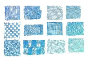 conjunto de rabiscos em tons de azul desenhados à mão vetor