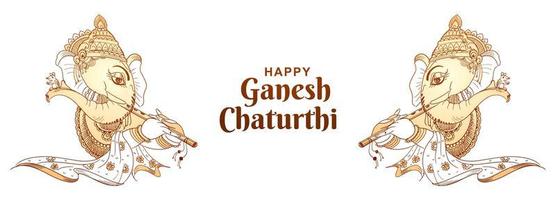 contorno monocromático ganesh chaturthi banner festival indiano vetor