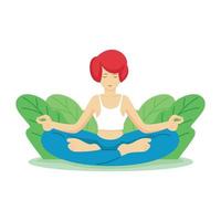 feliz dia mundial da saúde com mulher fazendo ioga vetor