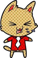 gato de desenho animado vestindo camisa assobiando vetor